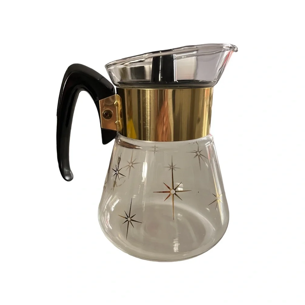 Vintage 60s Pyrex Corning Ware Starburst Atomic 4-Cup Coffee Carafe Mid-Century